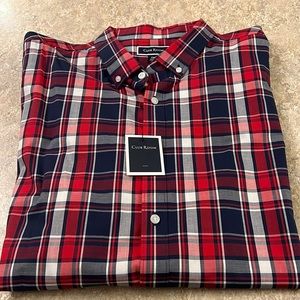 Club Room Navy and Red Checkered Dress Shirt